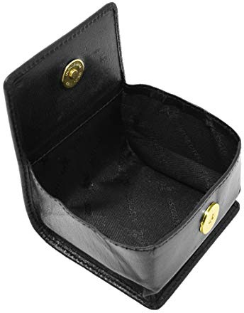 Real Leather Classic Coin Tray Wallet Pouch Pocket Loose Change Case Purse Black Brown AV21 (Black)