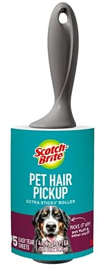 Scotch-Brite Pet Hair Pickup Extra Sticky Lint Roller, Designed for Removing Fur + Fluff on Couches, Clothes, Dog and Cat Beds, & More, 1 Pack, 95 Easy-Tear Adhesive Sheets Total