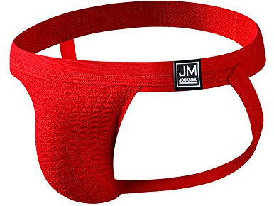 Herren Slips Suspensorium Sanft Herren Sportlich Suspensorium Sport Unterwäsche Slip Sportlich Jocks (L, rot)