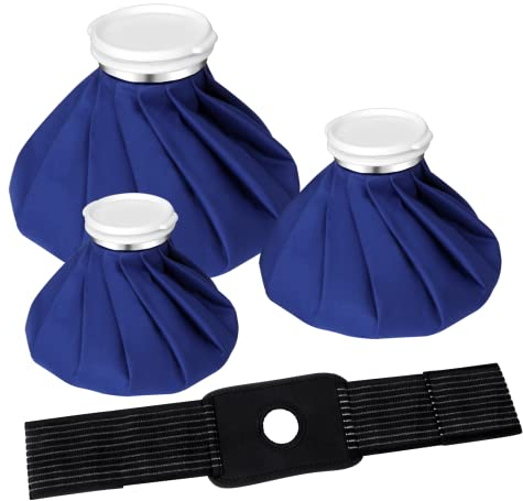 Vsport Eisbeutel für Verletzungen,Kühlbeutel Set wiederverwendbar, warmflasche, Warmwasserbeutel, Wärme- und Kältetherapie und Schmerzlinderung mit elastischer, 4er-Pack 3 Größen (6/9/11)