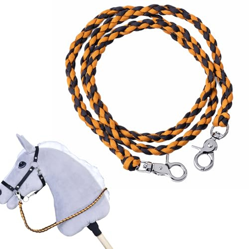 LarDen Accesorios para caballos Hobby Horse - Riendas | Pomello (Marrón, Naranja) | Hecho a mano | para caballos enchufes, caballos de bastón, Hobby Horsing, caballo de juego, caballo para montar para