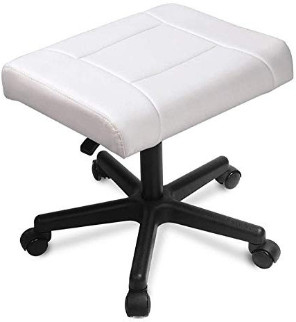 MYEBP Footrest For Under Desk Footrest With Wheels, Gaming Chair Foot Stool Pu Leather Foot Stand Height Adjustable 360° Rolling Leg Rest, Office Small Footstool Computer Foot Rest