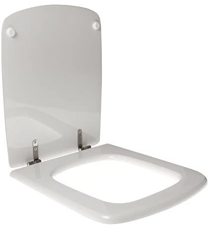 Asiento de inodoro diseñado para Roca Sidney de madera de poliéster con cremallera inoxidable - Color: blanco - Cierre: normal