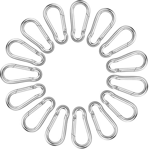 15 Stück Karabinerhaken verzinkt, 40mm x4mm belastbar Karabinerhaken Schlüsselanhänger,Karabiner mit Federhaken,Schnellverschlusskarabiner,für Rucksack, Hundeleine, Camping, Reisen, Wandern etc…