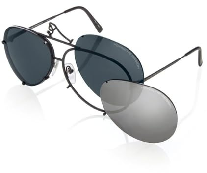 Porsche Design P8478 Iconic Sunglasses, D - Matt Black/Lens - Grey Blue/Extra Lens - Mercury, Silver Mirrored, 69mm