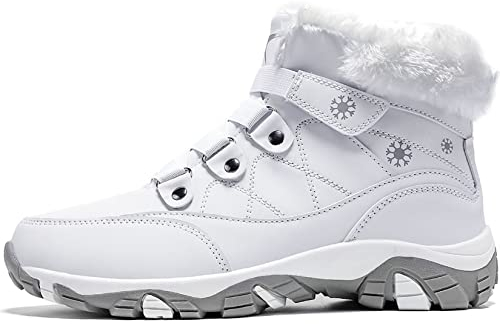 VITIKE Damen Winterschuhe Warm Gefüttert Schneestiefel Herbst Outdoor Boots Winterstiefel,Weiß Silber,37 EU