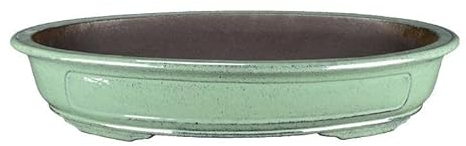 Ovale Bonsaischale aus smaragdgrün glasiertem Steingut 76x44x11 cm - LM009b