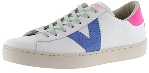 Victoria Basket Basse Berlin Cuir & Pièces Fluo & Lacets Colorés en Contraste 1126171 pour Femme CHICLE 41