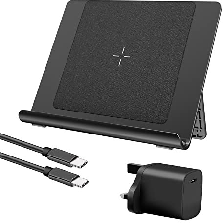 Foldable Wireless Charging Dock for Fire HD 10 Plus/Fire HD 8 Plus, Only compatible with Fire HD 10 Plus 11th/ 8 Plus generation/Paperwhite Signature Edition, Gcstnn Fast Wireless Charging Stand.