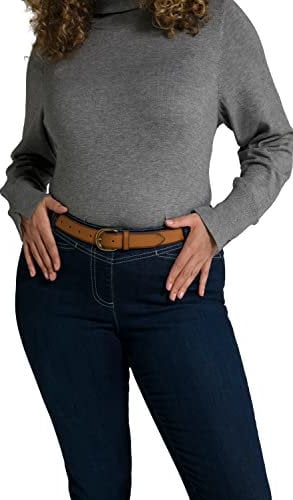 Ulla Popken Damen Basic, schmal Gürtel, Marone, 135