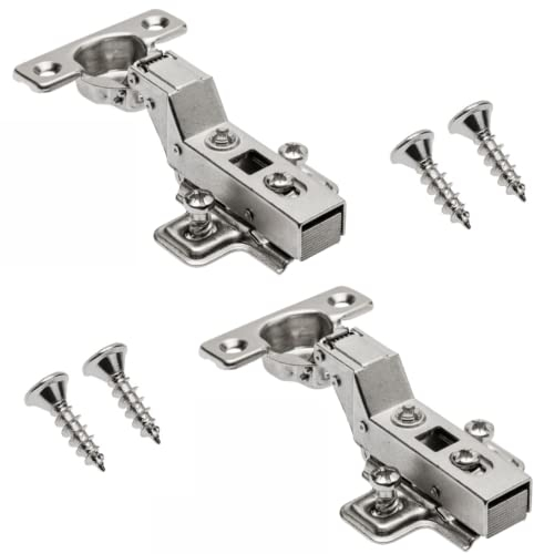 GTV - 2 x Minischarnier mit Dämpfung, Topfdurchmesser 26 mm - Scharnier Innenanschlag - Montageplatte H=0 mit Euroschrauben - stiller Verschluss - Clip-On-Kette