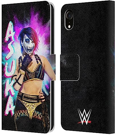 Head Case Designs Offizielle WWE Schwarzes Portrait Asuka Leder Brieftaschen Handyhülle Hülle Huelle kompatibel mit Apple iPhone XR