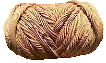 Amagogo Grobgarn Armstrickgarn DIY Volumengarn Jumbo-Röhrengarn, Länge 65,6 Fuß für Teppich Hüte Schal Machen, Tiefblau, KARAMELL