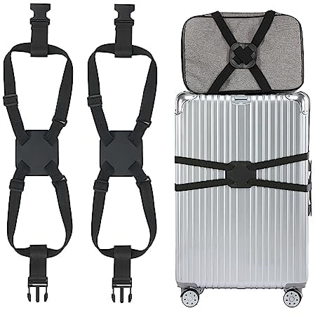 Koffergurt, Kofferband Schwarz, 2 Stück Koffergurte, Koffers Kofferband Gepäckband zum Sicheren Verschließen, Gurt Gepäckgurt Luggage Strap für Koffer, Reisezubehör Rucksack Kofferanhänger, Schwarz