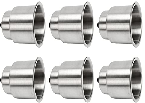 Gathukila 6 portabicchieri in acciaio spazzolato con scarico nautico