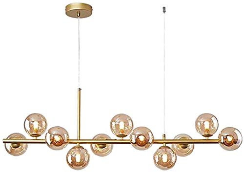Lustre Moderne Laiton Finition Boule De Verre Suspension Or Lustre Réglable Luxueux Plafond Éclairage avec Abat-Jour en Verre Soufflé Plafonnier LED G9 Lumière Chaude Full of Stars
