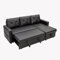 Panana 3 Seater Universal Sofabed, Pull Out Sleeper Corner Couch Bed with Storage Chaise. Black Faux Leather