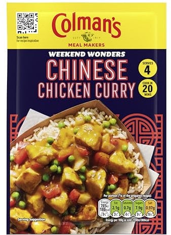 Colman's Weekend Wonders Chinese Chicken Curry Meal Maker recipe mix spice mix for a takeaway-style family meal perfect with white rice 47 g