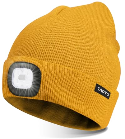 TAGVO USB Wiederaufladbare LED Mütze, 8 LED Mit Beleuchtungs- Und Blinkmodi, Einfache Installation, Praktische Stirnlampe, Unisex Strickmütze Für Den Winter