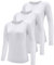Boyzn Women's 3 Pack Long Sleeve T-Shirts for Women, Quick Dry UPF 50+ Sun Protection Sport Shirts, Workout Yoga Shirts Activewear T-Shirts for Women, Athletic Gym Running Yoga Tee Tops White-3P08-M