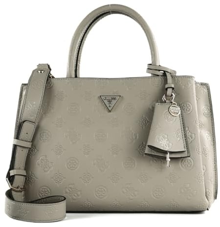 GUESS Jena Elite Luxury Satchel Taupe Logo