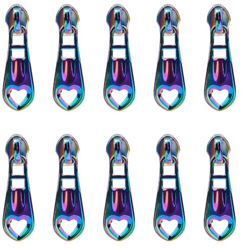 GORGECRAFT 1 Box 14Stk Herzförmige Regenbogen-Reißverschlussschieber Ersatz-Reißverschlussschieber Aus Metall Legierungs-Reißverschlussschieber Laschen Reparaturset Für Geldbörse Basteln Nähen DIY