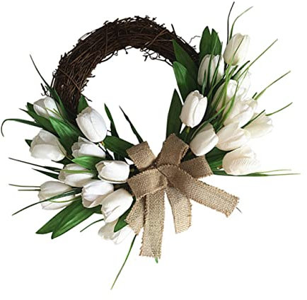 TOPBATHY Garland Decor Hangers to Decorate Door Wreath Yarn Wreath Rattan Garland Window Garland Japanese Candy Decorations Wreath Faux Tulips Wedding Christmas White Wooden Window Grilles