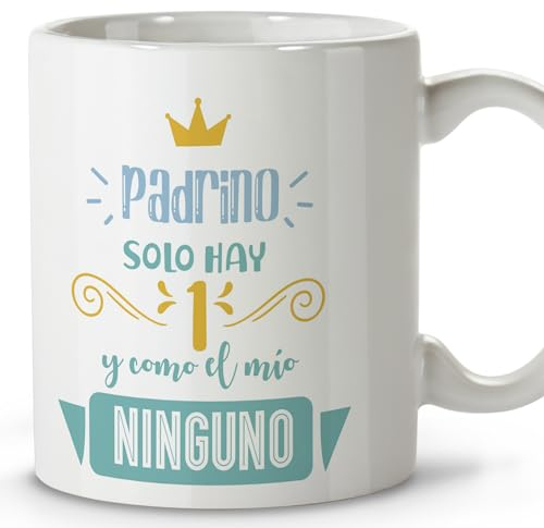 LolaPix Quieres ser mi padrino. Tazas originales para regalar. Regalo padrino. Regalos para padrinos. Taza cerámica 330 ml. FBA 2024