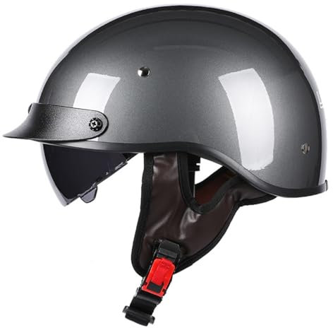 Mezzo Casco Da Motociclista,Casco Jet 3/4 Retrò Per Donna Uomo Adulto Casco Moto Approvato ECE Caschi Cromwell Casco Scodella Con Visiera Parasole Per Cruiser Chopper Scooter 9,XL:61-62CM