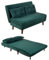Home Source Double Sofa Bed Futon Couch, Folding Chair Recliner Settee, 2 Pillows, Green Velvet