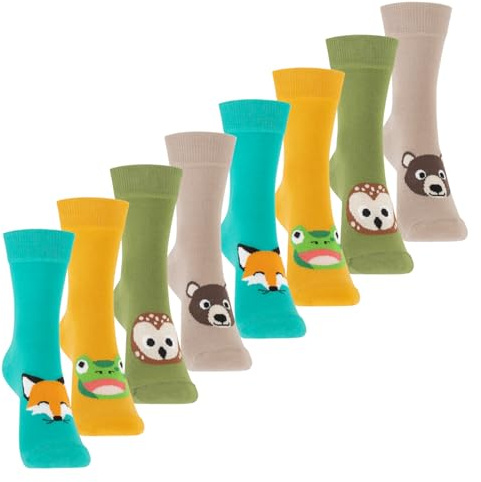 Footstar 8 Paar Kurze Kinder Sneaker Socken & Motiv Socken für Mädchen & Jungen