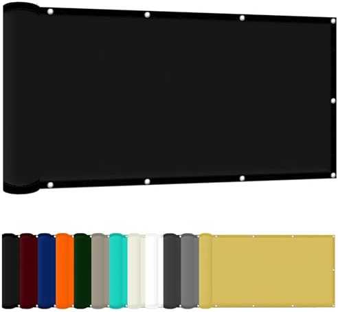 Sonnensegel Baldachin 130 x 300 cm PES Windschutz Balkon Sichtschutz Uv-Schutz-Polyestergewebe mit Seil Beschattungsnetz für Pool Schwimmbad Und Gewächshaus, Schwarz