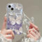 Emlivi iPhone 11 Case with Butterfly Flowers, Glitter Pearl, Purple, Beads Bracelet, Silicone TPU, Phone Case
