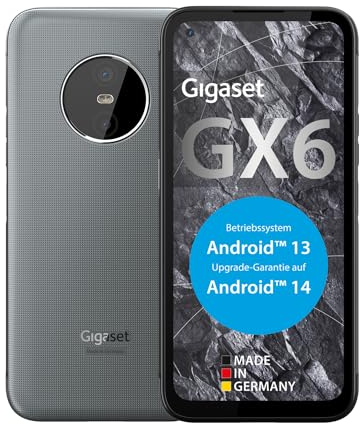 Gigaset GX6 - Outdoor Smartphone 5G + Display Protector - Militärstandard - Staub- & wasserdicht IP68 - Display mit Gorilla Glass - 128GB+6GB RAM - 50MP Kamera - Android 14 fähig, Titanium Grey