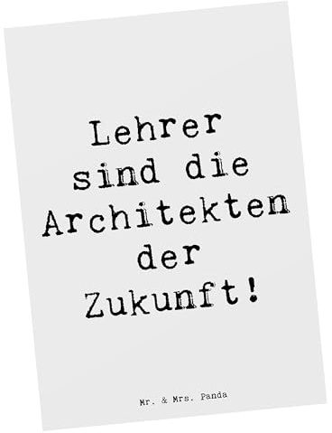 Mr. & Mrs. Panda Fotokarte Spruch Lehrer Zukunftsarchitekten - Geschenk, Geburtstagsgeschenk, bildkarte, Motivation, Bedanken, liebevoll handgefertigt, Postkarten, Danke sagen, Engagement, Grußkarte