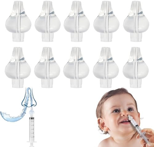10 Piezas Adaptador Silicona Jeringa Lavado Nasal Bebe, Puntas Para Jeringuilla, Recambios Universales Para Limpiar Fosas Nasales de Niños