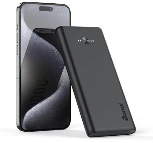 BONAI Lightweight Power Bank 10000mAh 20W Fast Charging Portable Charger USB C Input & Output Mobile Phone Portable Power Banks for iPhone, Samsung, Android Phone