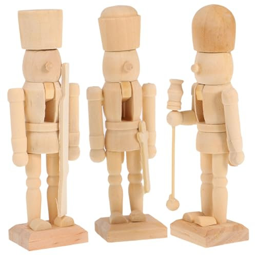 LALADEFIEE 3st Marionette White Embryo Walnut Soldier Party Tisch Nussknacker Becher Polieren Weihnachtliche Tischdekoration Bausätze Verkaufsstand Weihnachtsschmuck Für Puppen Soldat Bambus