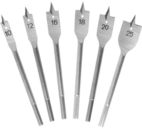 DekoTech 6Pcs Flat Drill Bit High Carbon Steel Wood Hole Saw Flat Drill Bits Set DIY Woodworking Tools Spade Drill Bit Brocas para Madera
