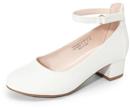 DREAM PAIRS Ballerine Bambina Tacco Alto | Tomaia glitterata, tacco blocco 4,5 cm, soletta in lattice, cinturino regolabile, suola TPR.