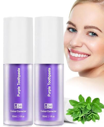 Dentifricio Viola,2PCS Purple Teeth Whitening Toothpaste Dentifricio Sbiancante,Dentifricio Sbiancante Denti,Dentifricio Viola Sbiancante,Correttore Colore Denti,Corrector Denti Sensibili