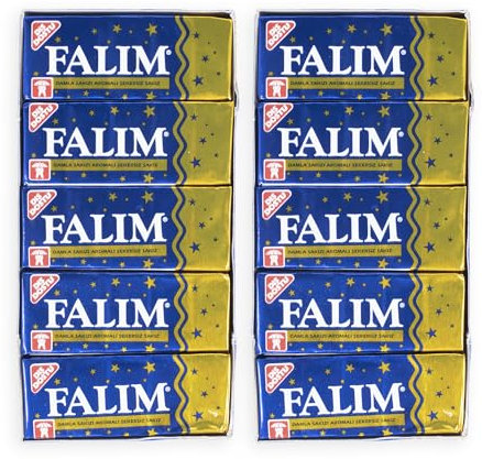 Falim Kaugummi Damla Sakız Geschmack – 2 x 20er-Pack mit je 5 Stück – zuckerfrei & zahnschonend – Mastix-Aroma – blau-gold – türkischer Kaugummi ohne Zucker für frischen Atem & langes Kauerlebnis