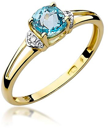 MARKO Goldring Damen 375 Echtgold – Ring mit Stein in 4 Farben (Weiß, Rot, Blau, Türkis) – Verlobungsring Damen Schmuck – Geschenk für Frauen in Geschenkbox – Courting