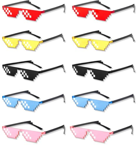 JYNVO Party Brille, 10 Stück Pixel Mosaik Brille, Lustige Magische Farben Partybrille, Pixel Brille Lustig Spielzeug Mosaik Sunglasses Ideal für Partys und Fotoshootings