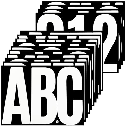 BINLINHONGO 7 Inches Large Letter Number Stickers for Mailbox, White | 14 Sheets Self-Adhesive Vinyl Alphabet Sticker Decals for Bulletins Boards, Home and Outdoors