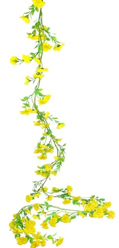 CEWUDA Blumengirlande Künstlich Gänseblümchen Deko Gelbe Seidenblumen Girlande Hängend Vines Künstliche Blumen Girlande Frühling Hochzeitsbogen Zuhause Wand Garten Party Hochzeit Zimmer Ostern 2M