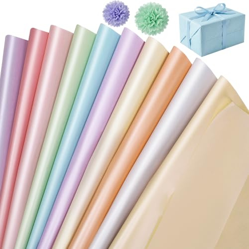 woric 80 Blatt Seidenpapier, 35x50cm Seidenpapier Pastell Geschenkpapier | 10 Farben Seidenpapier Bunt Verpackungsmaterial DIY Basteln Geburtstag Hochzeit