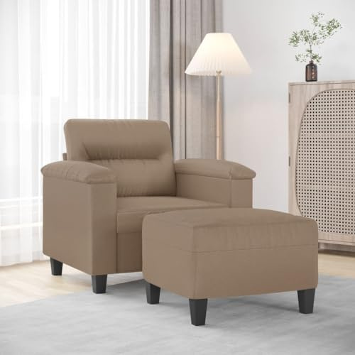 CKioict Sessel mit Hocker Cappuccino-Braun 60 cm Kunstleder, bequemer Relaxsessel und vielseitiger Fußhocker für Wohnzimmer, langlebiges Kunstleder, Robustes Gestell, Moderne