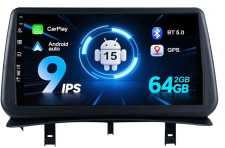 MISONDA 2G+64G Android 15 Car Stereo For Renault Clio 3 2006-2012 Wireless CarPlay/Android Auto 9inch IPS 2 Din - DAB Steering Wheel 4G BT RDS WiFi Camera