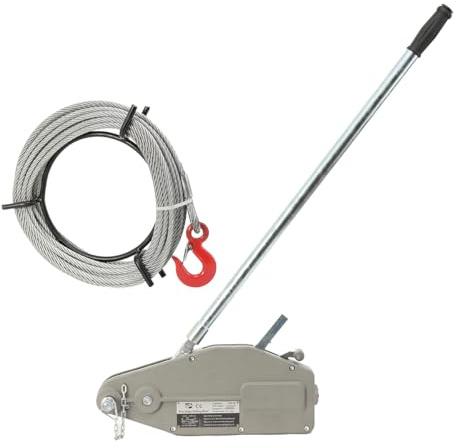 Seilzug Hand Seilwinde Greifzug mit 20 m Seil, Handseilwinde Forstseilwinde Handseilzug mit Lasthaken Abscherstift, Max Kapazität 800 kg Crane Handle Hoist